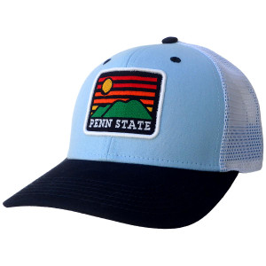 light blue and white hat with sun, mountains, and Penn State stitched patch